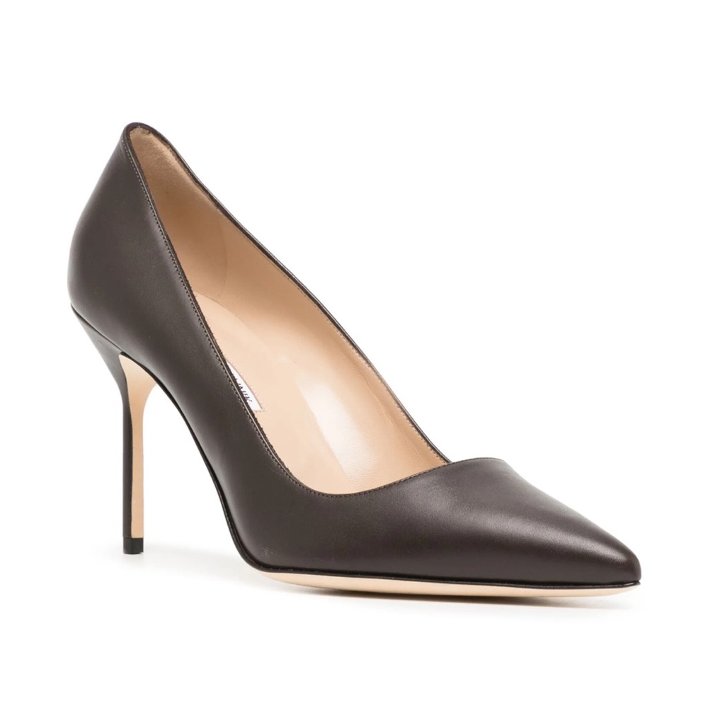 Manolo Blahnik BB 90mm leather pumps in Chestnut Brown